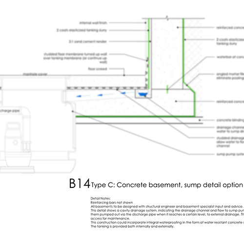 Concrete basement sump detail