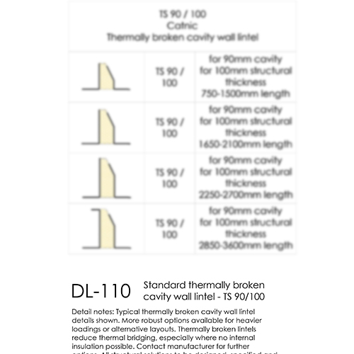 Standard thermally broken cavity wall lintel TS90