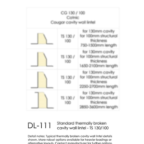 Standard thermally broken cavity wall lintel TS130