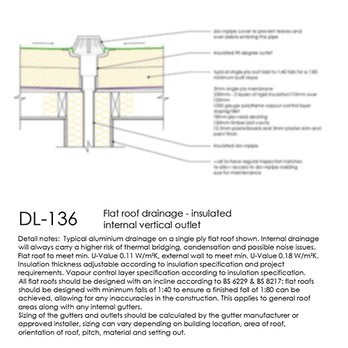 Flat Roof Drainage Detail Insulated Internal Outlet