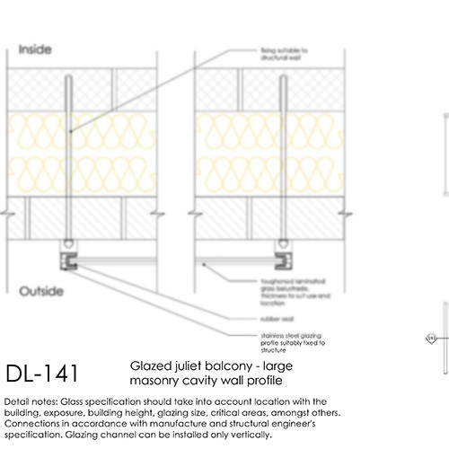 Glazed Juliet Balcony - large masonry cavity wall profile