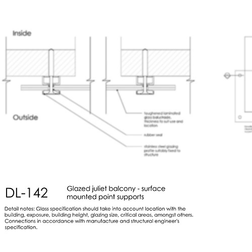 Glazed Juliet Balcony - Surface mounted point supports