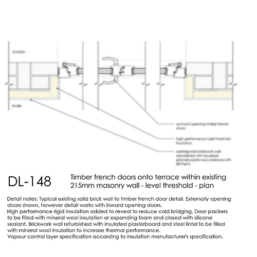 French Doors onto Terrace Level Threshold Plan Detail