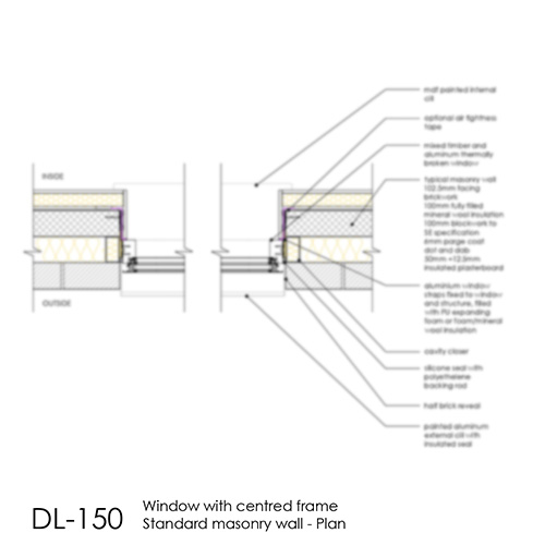 Window with centred frame plan detail