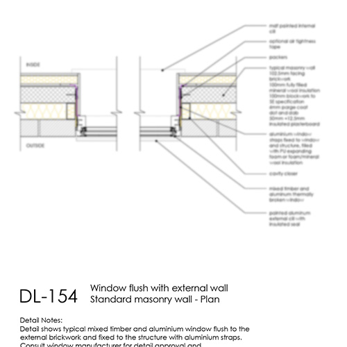 Window Detail Flush with external wall plan