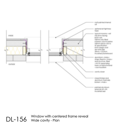 Window Jamb Detail with Centred Frame Wide Cavity