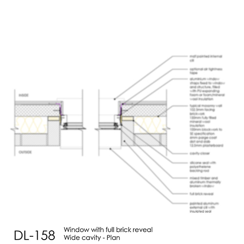Window Plan Detail with Full Brick Reveal Wide Cavity
