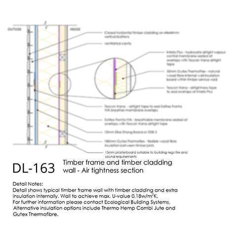 DL163 Timber frame wall airtightness section