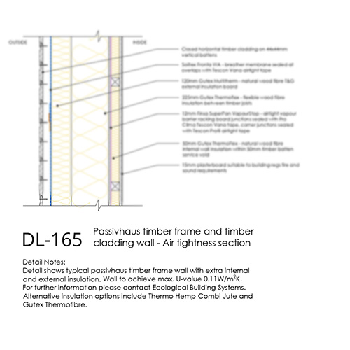 DL165 Passivhaus timber frame wall airtightness section