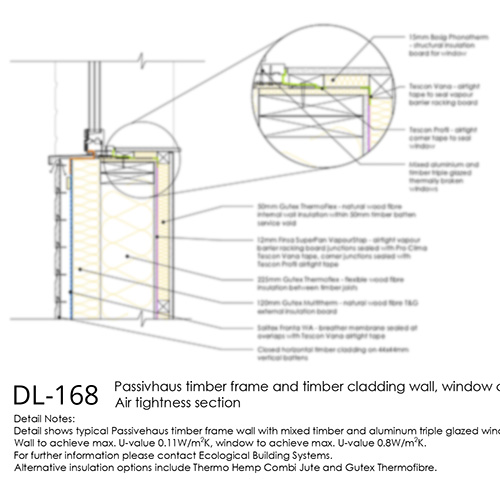 DL168 Passivhaus window cill detail airtightness section