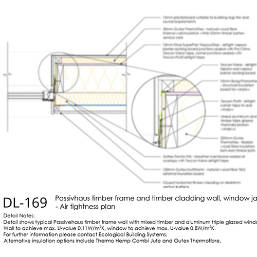 DL169 Passivhaus window jamb detail airtightness plan