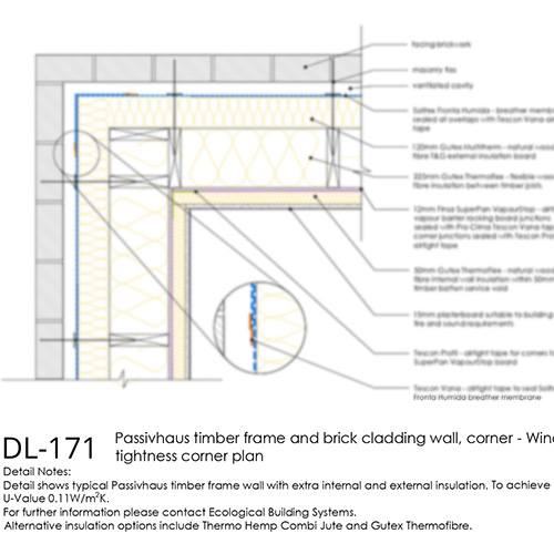 Passivhaus Timber Frame Wall Corner Wind Tightness Detail