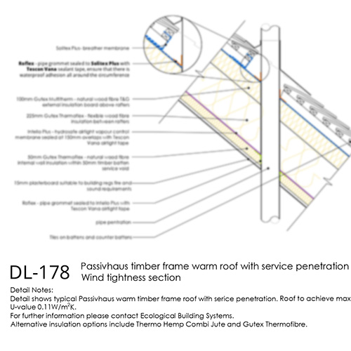 Passivhaus Warm Roof Service Penetration Detail