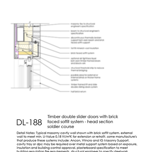 Timber Slider Doors with Brick Soffit Head Section Detail