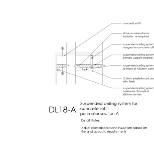 DL18A Suspended ceiling detail for concrete soffit
