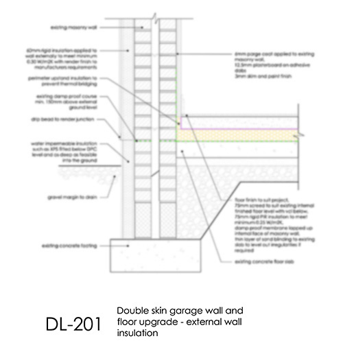 DL201 Double skin garage wall upgrade external wall insulation