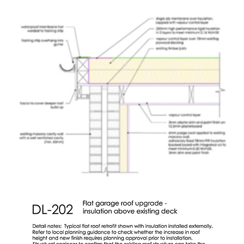 DL202 Flat garage roof upgrade insulation above deck