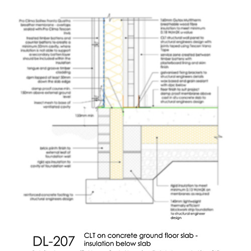 DL207 CLT foundation detail concrete ground floor