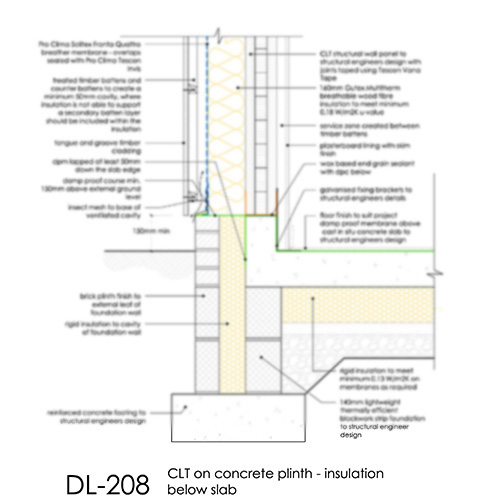 DL208 CLT Foundation Detail with concrete plinth
