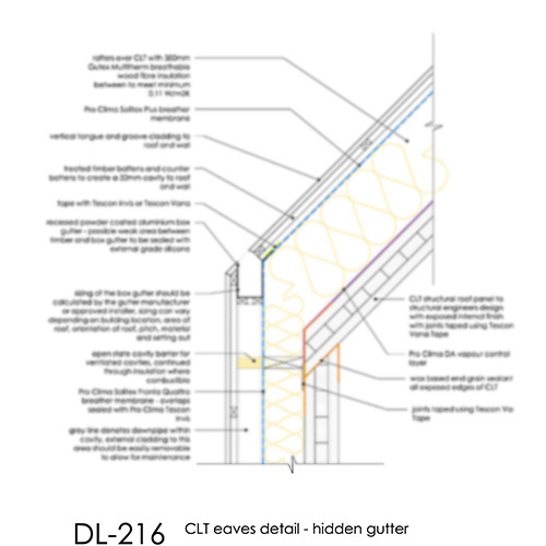 DL216 CLT Eaves Detail Hidden Gutter