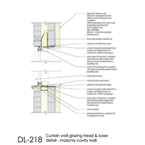 DL218 curtain wall glazing head and base detail 2d