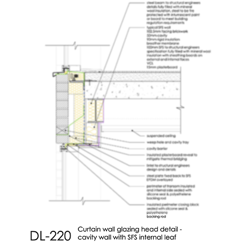 DL220 curtain wall glazing head detail 2d