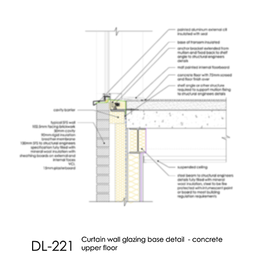 DL221 curtain wall glazing base detail 2d