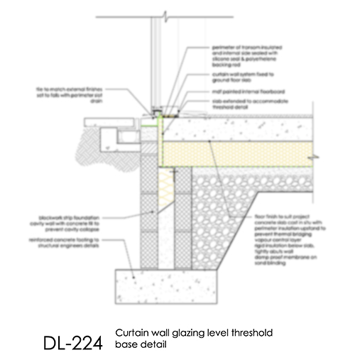 DL224 curtain wall glazing level threshold detail 2d