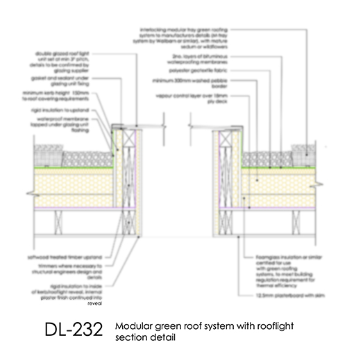 DL232 modular green roof with rooflight