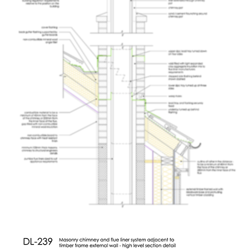 DL239 masonry chimney timber frame wall high level detail