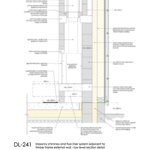 DL241 masonry chimney timber frame wall low level detail