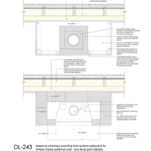 DL243 masonry chimney timber frame wall low level plan detail