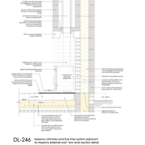 DL246 masonry chimney masonry wall low level detail