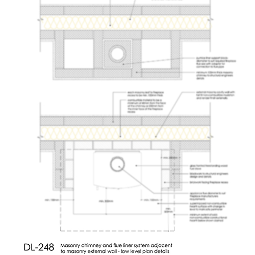 DL248 masonry chimney masonry wall low level plan detail