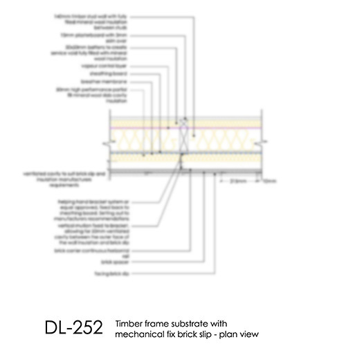 DL252 Brick slip detail timber frame mechanical fix plan