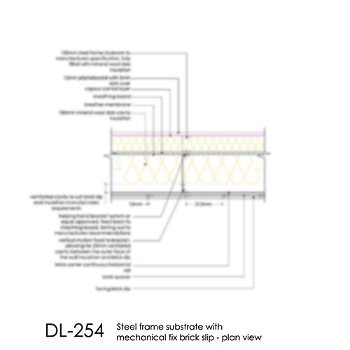 DL254 Brick slip detail steel frame mechanical fix plan