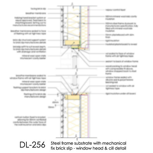 DL256 Brick slip window detail steel frame mechanical fix