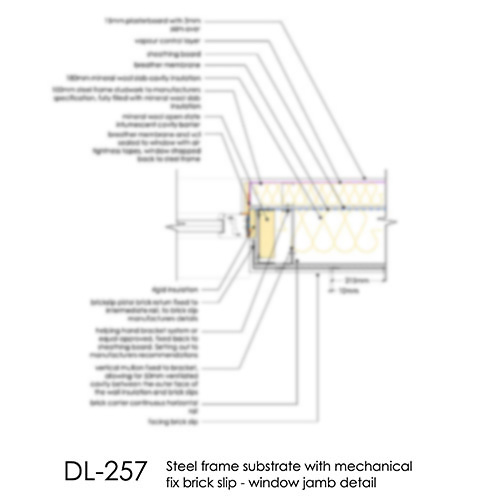 DL257 Brick slip window jamb detail steel frame mechanical fix