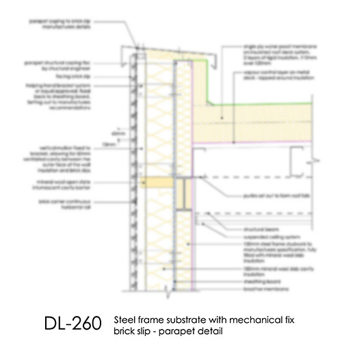 DL260 Brick slip parapet detail steel frame mechanical fix