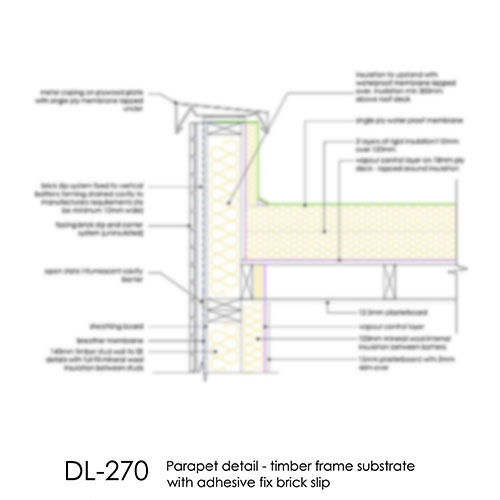 DL270 Brick slip parapet detail timber frame adhesive fix copy