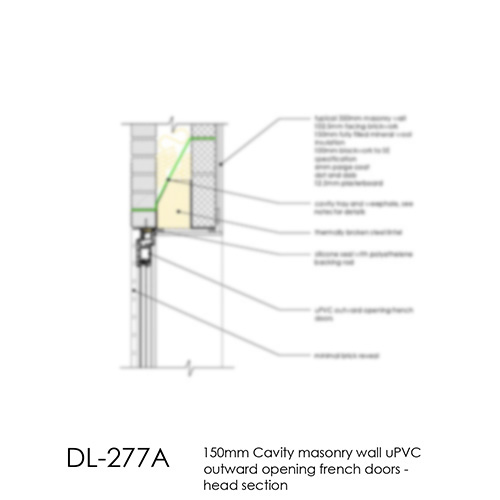 DL277A 150mm Cavity masonry wall uPVC outward opening french doors - head section copy