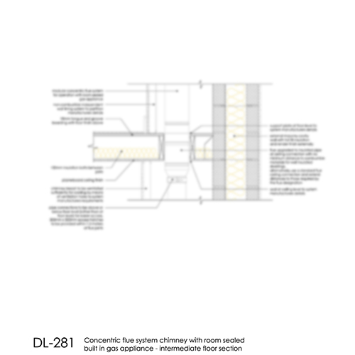 DL281 - Concentric flue chimney intermediate floor detail