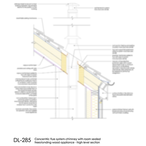 DL285 - Concentric flue freestanding wood appliance high level section
