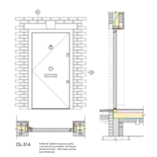 DL316 - Partial fill 150mm masonry cavity wall, trench foundation with beam and block floor - elevation