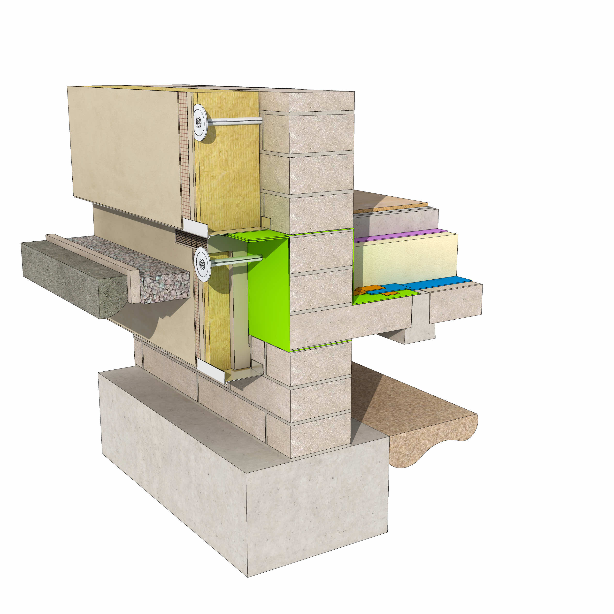 DL322A DL322 EWI trench foundation with beam and block floor 3d