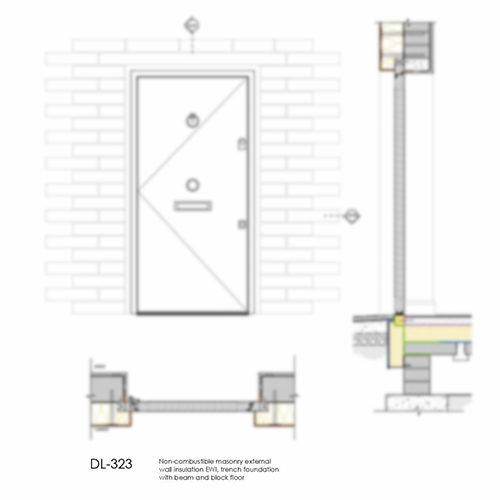 DL323 EWI trench foundation with beam and block floor - front door Elevation