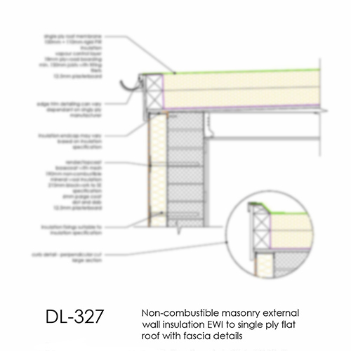 DL327 EWI to single ply flat roof with fascia details