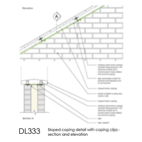 DL333 Sloped coping detail with coping clips