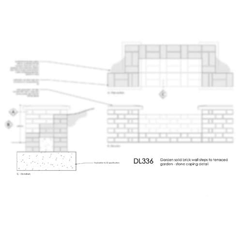 DL336 Garden solid brick wall steps - stone coping detail