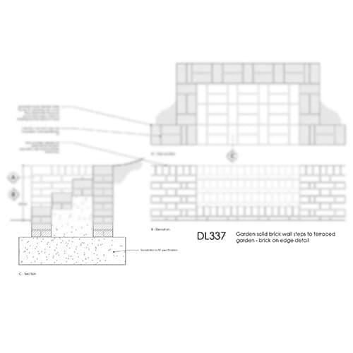 DL337 Garden solid brick wall steps - brick on edge detail